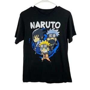 Naruto Shippuden Graphic T Shirt Mens Medium Black Anime Manga Short Sleeve